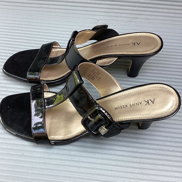 Anne Klein Woman low hill slippers Black Size 9.5 M summer Sandals - Picture 4 of 11